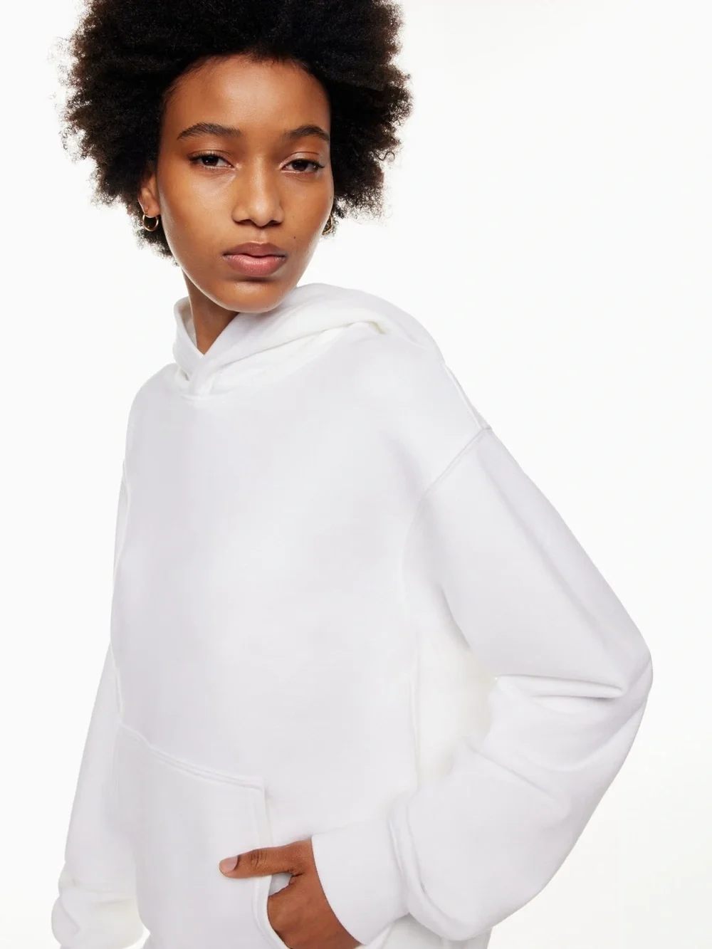Aritzia TNA Terry Sweatfleece Hoodie White EUC MSRP $95